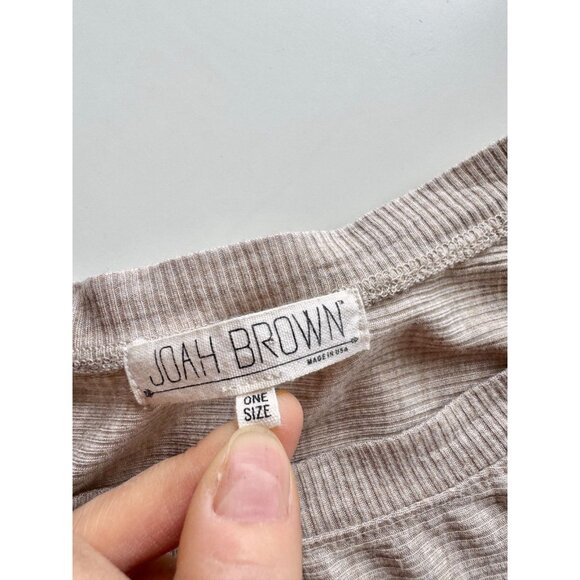 JOAH BROWN Vital Rib Heather Oatmeal Ribbed Jersey Long Sleeve Tee, One Size - Picture 12 of 14